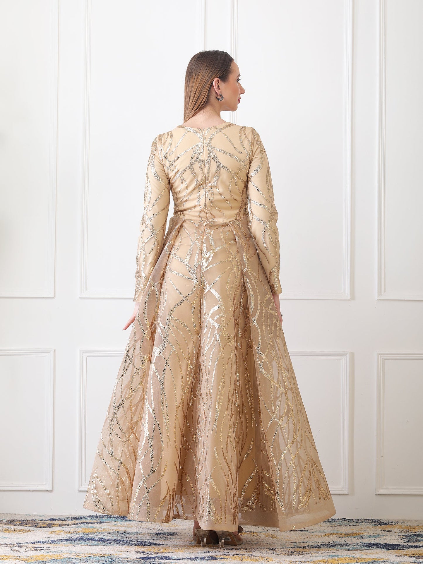 Gaiia Gilded Abstract Ball Gown - Golden