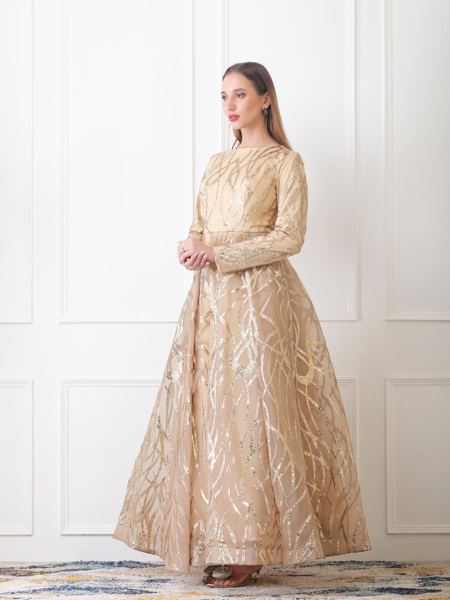 Gaiia Gilded Abstract Ball Gown - Golden