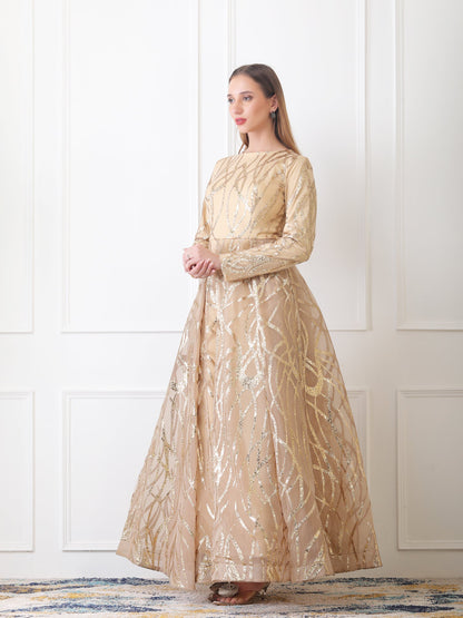 Gaiia Gilded Abstract Ball Gown - Golden
