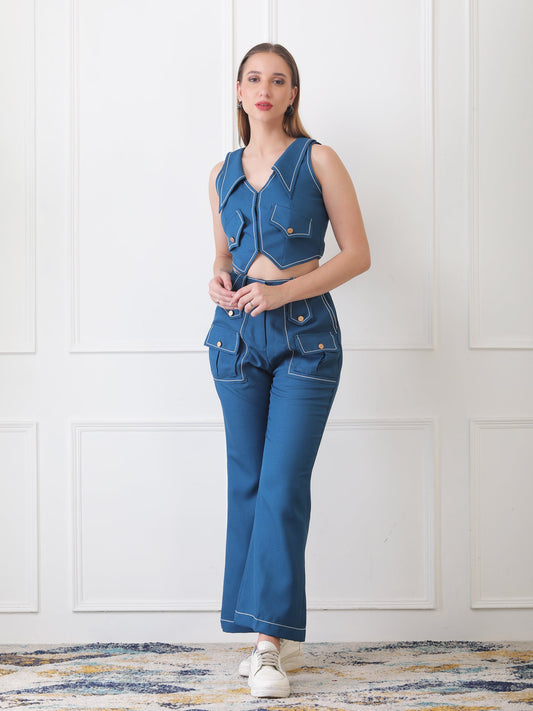 Gaiia Buttoned Utility Co-Ord Set - Teal