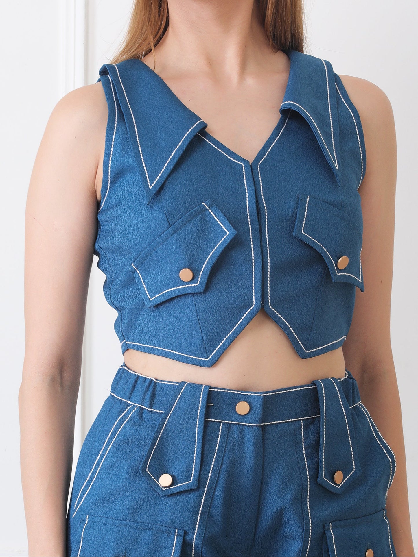 Gaiia Buttoned Utility Co-Ord Set - Teal