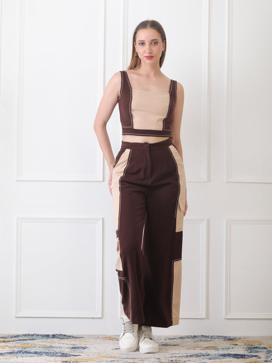 Gaiia Dual Colour Co-Ord Set - Brown