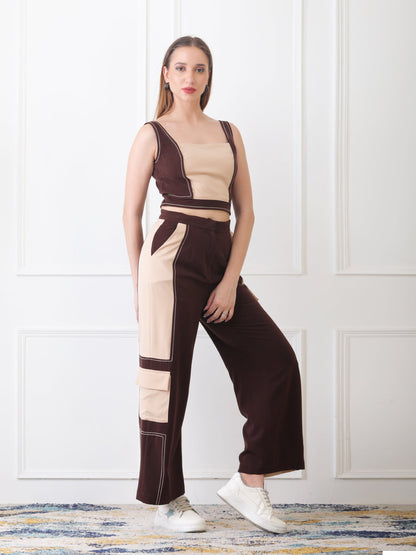 Gaiia Dual Colour Co-Ord Set - Brown