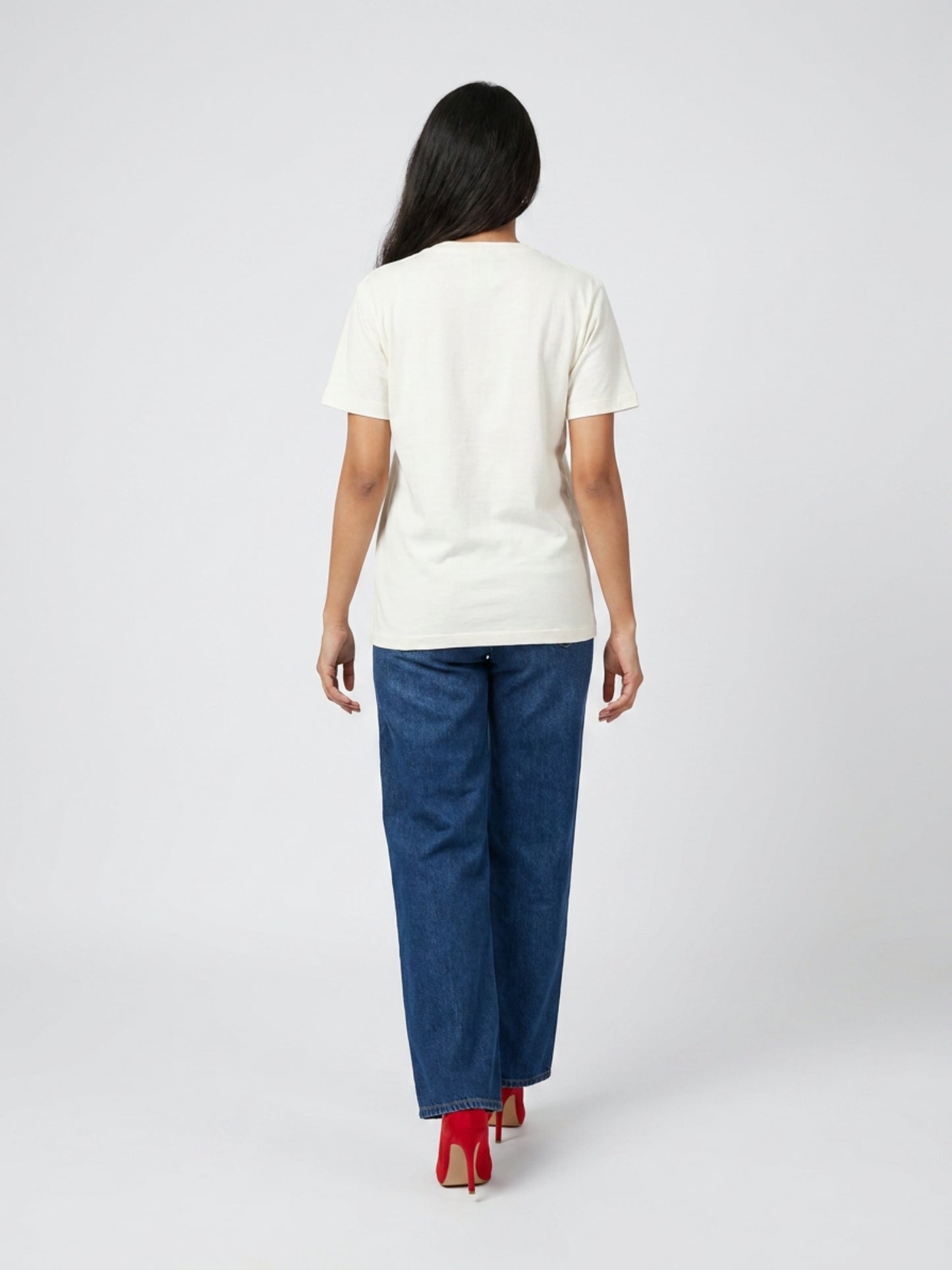 Women White With Gold Cocktail Motif Embellished Regular Fit Tshirts