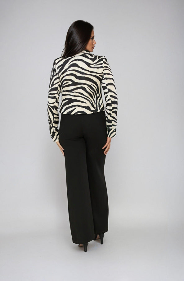 Satin Tiger Print Croppeed Blazer