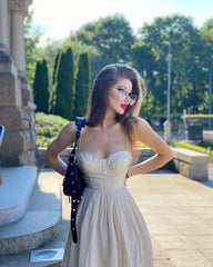 Gaiia Flared White Corset Dress - White