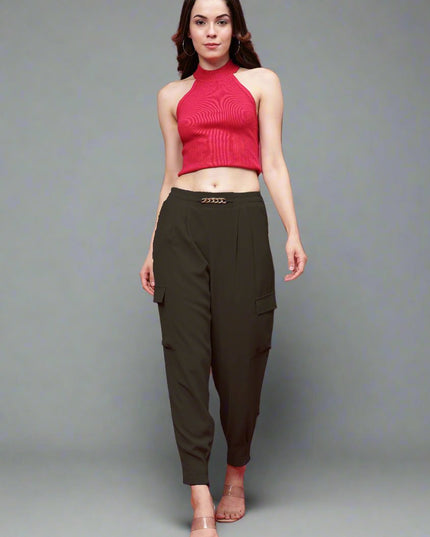 Cargo Pants For Women High Waist Chain Design