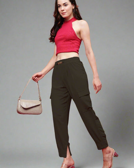 Cargo Pants For Women High Waist Chain Design