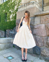 Gaiia Flared White Corset Dress - White