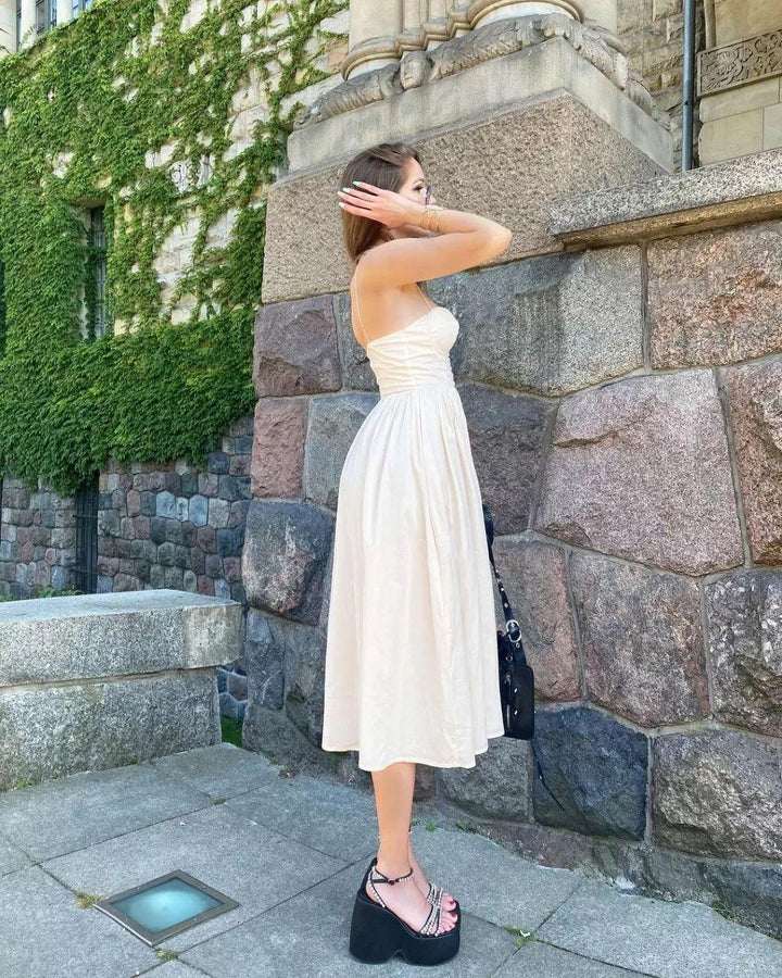 Gaiia Flared White Corset Dress - White