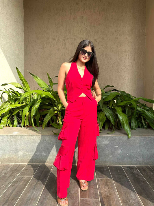 ROSE HALTER NECK  CO-ORD SET