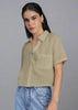 Boxy Fit Solid Spread Collar Casual Shirt