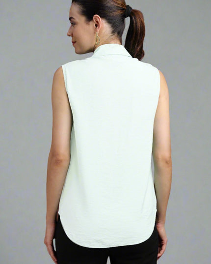 Women Pocket Stone Sleeveless Shirt