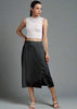 Solid White Satin Midi Skirt with Slit