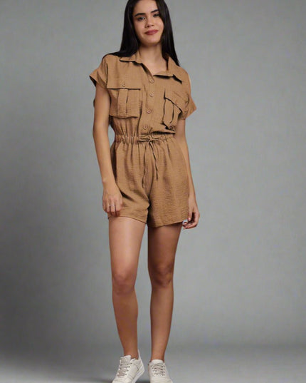 Women Playsuits with Waist Tie-Up