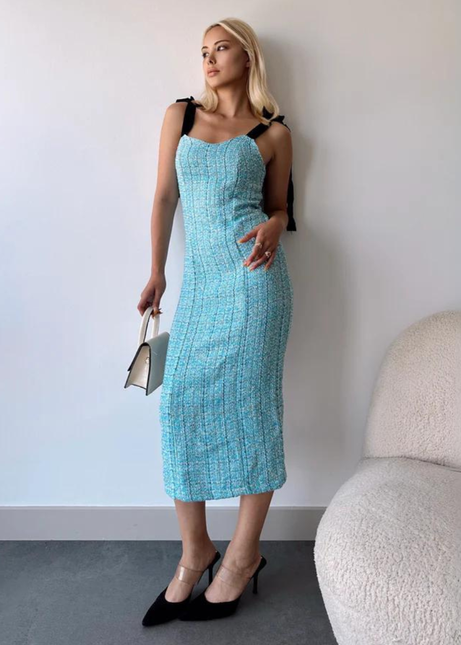 Gaiia Tweed Midi Dress