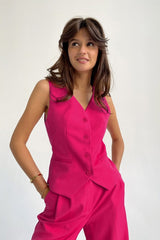 Gaiia Waist Coat Set - Hot Pink