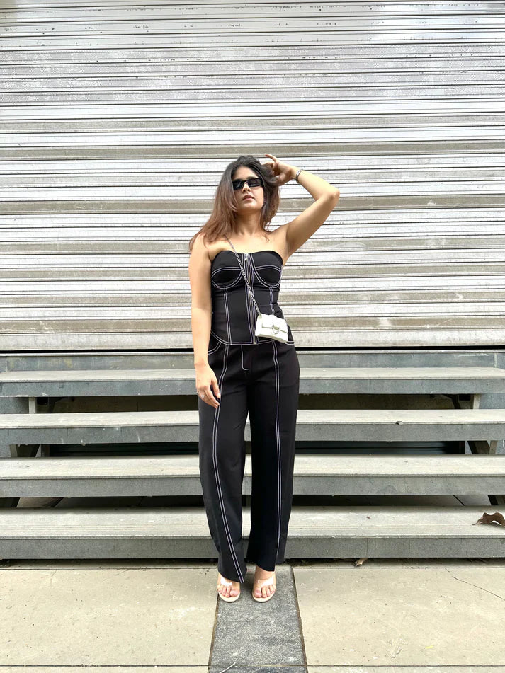 Gaiia Black Corset Co-Ord Set - Black