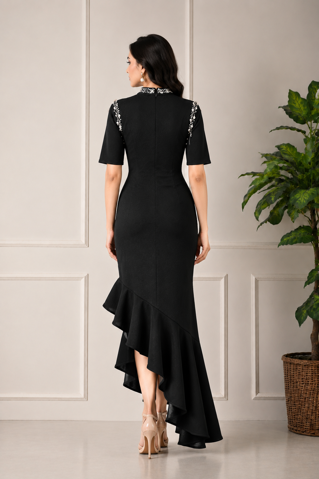 Noir Élan Embellished Dress