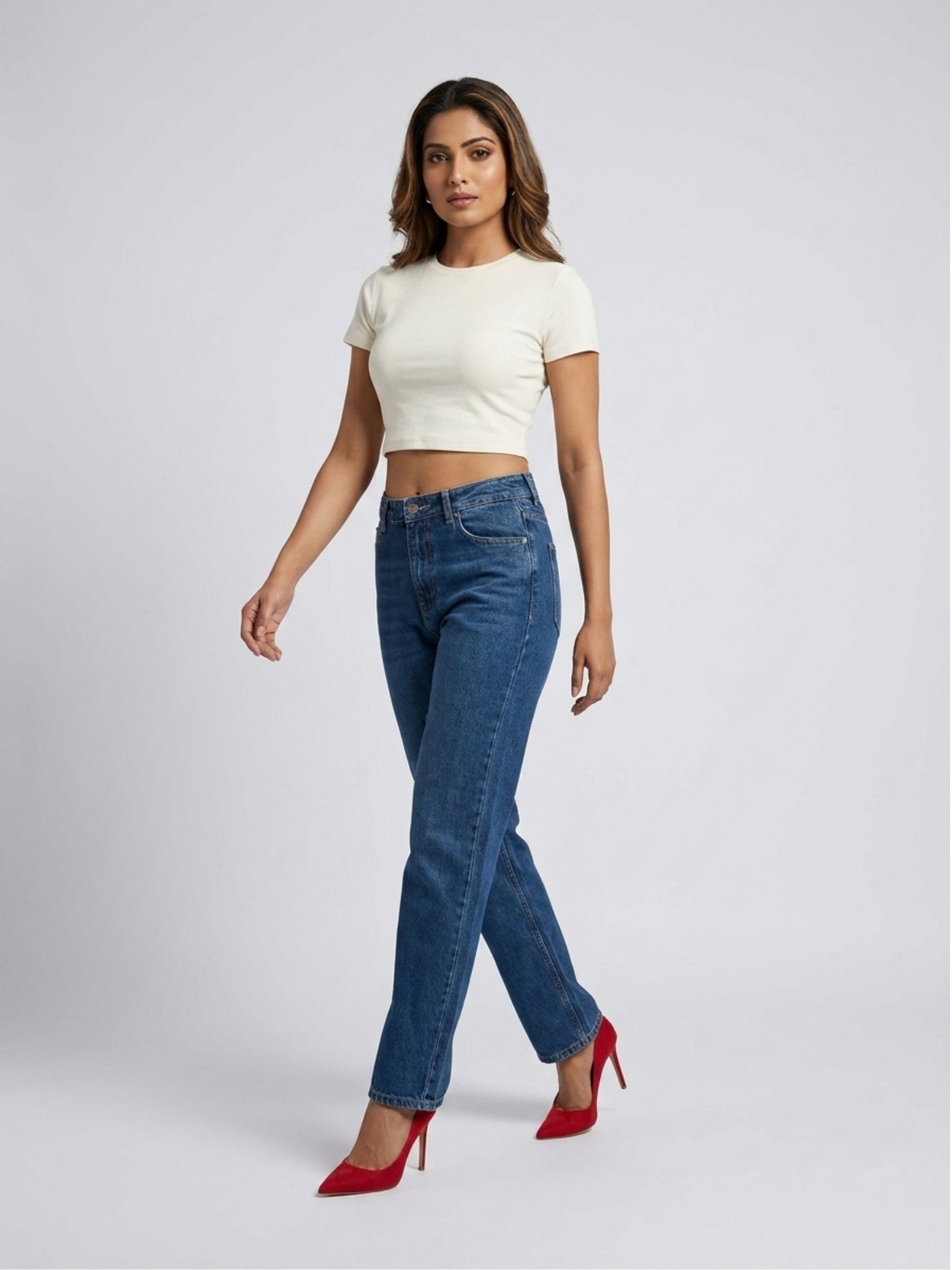 White Solid Cotton Crop Top