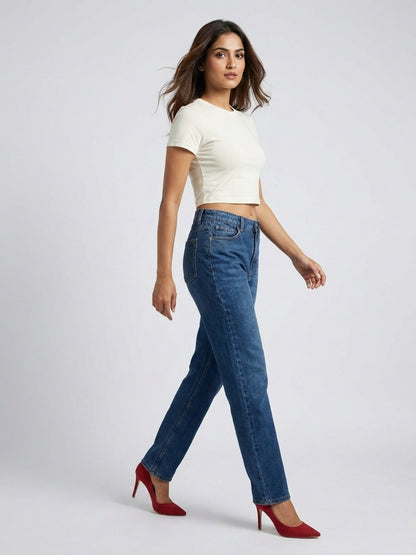 White Solid Cotton Crop Top