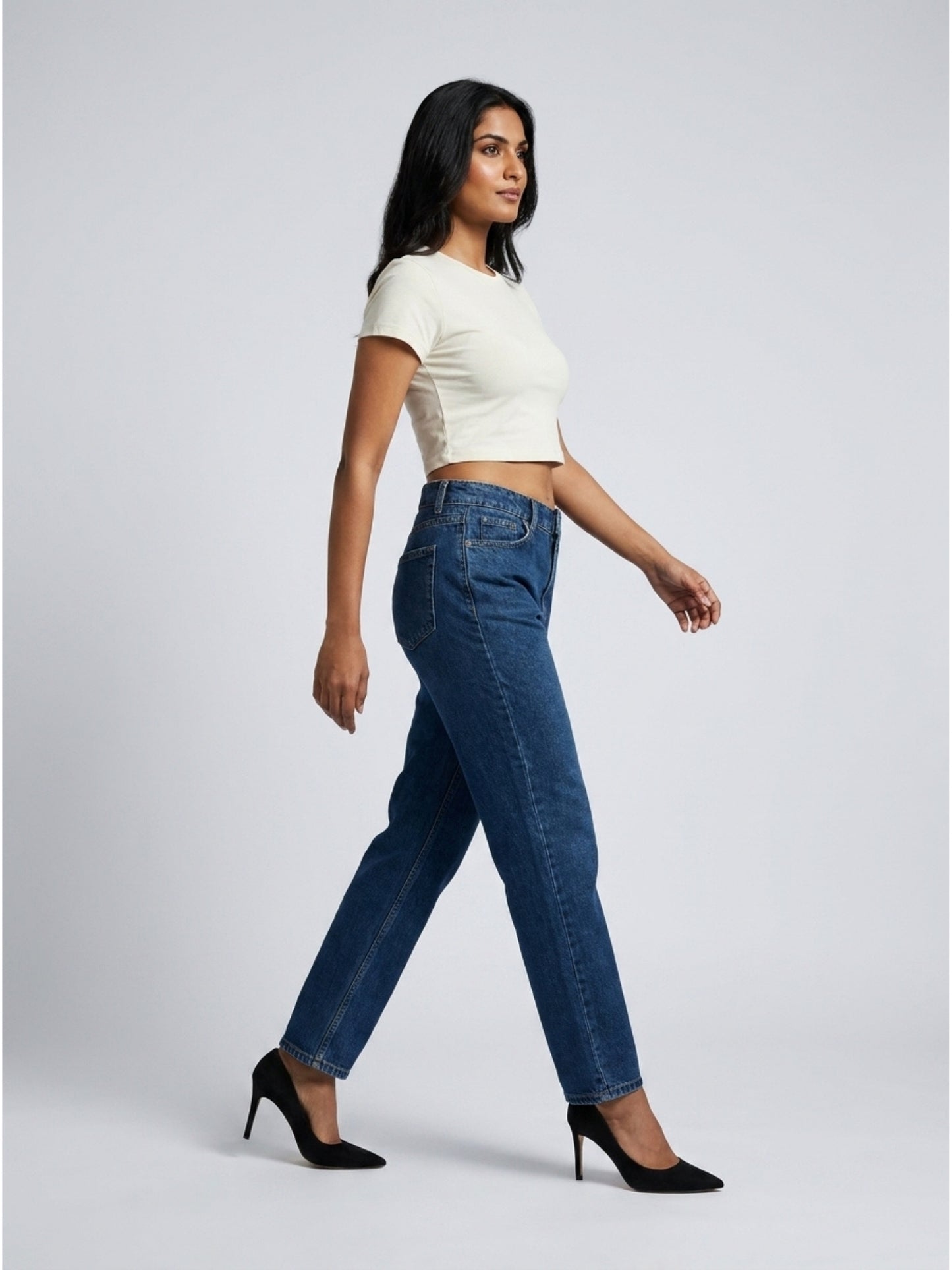 White Solid Cotton Crop Top