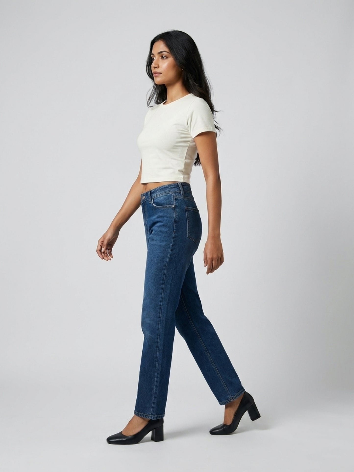 White Solid Cotton Crop Top