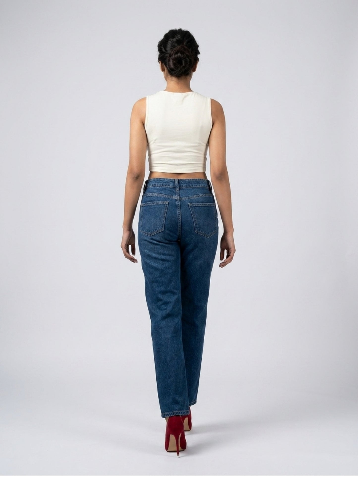 White Solid Cotton Tank Top