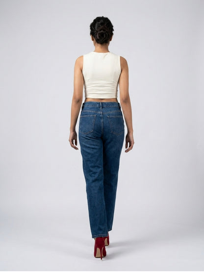 White Solid Cotton Tank Top