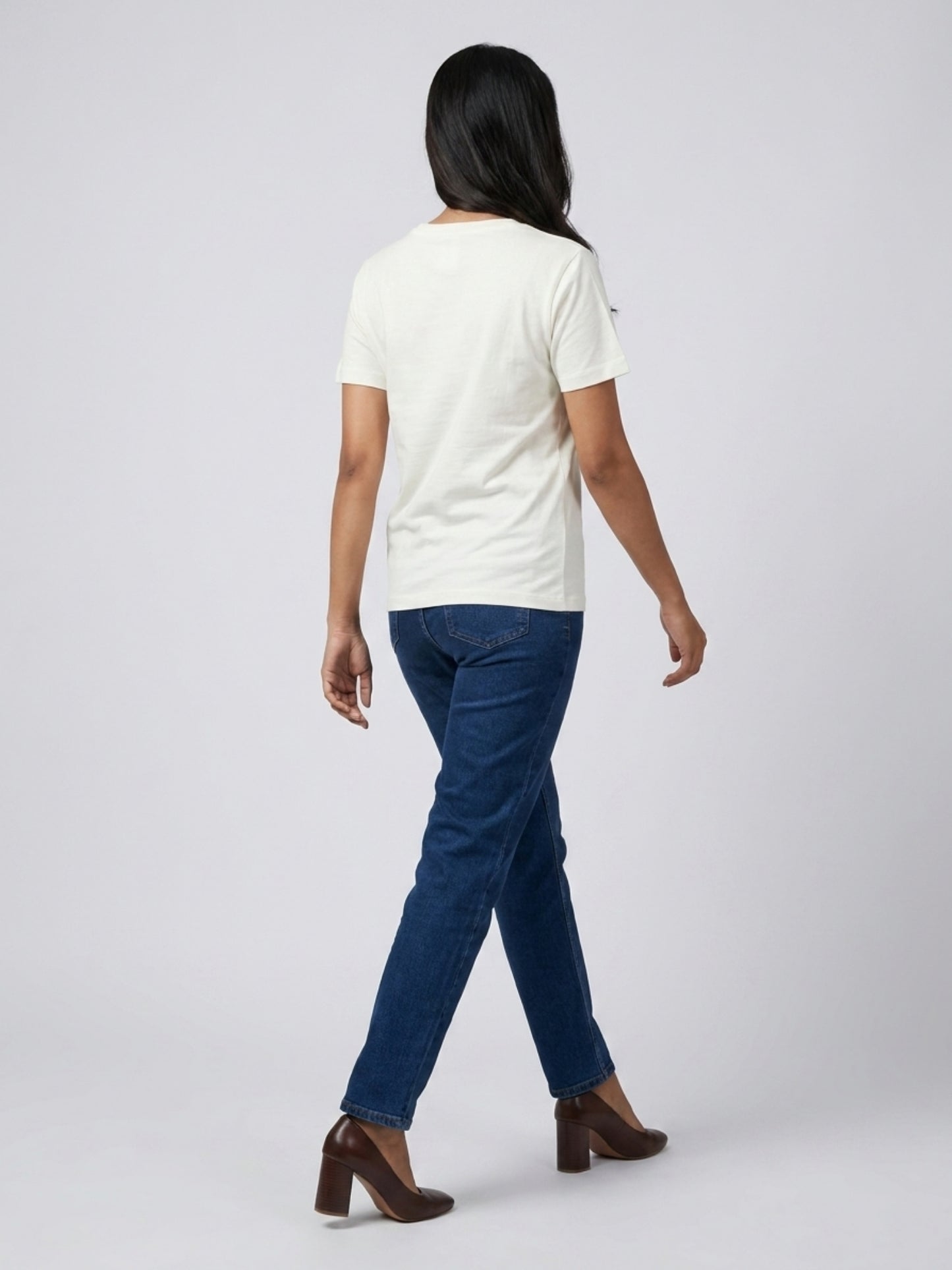 White Cotton Solid Tshirt