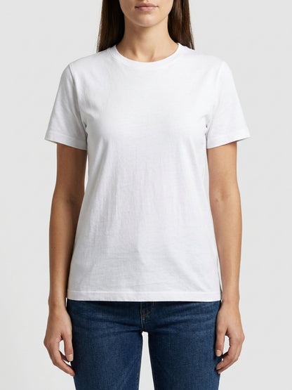 White Cotton Solid Tshirt