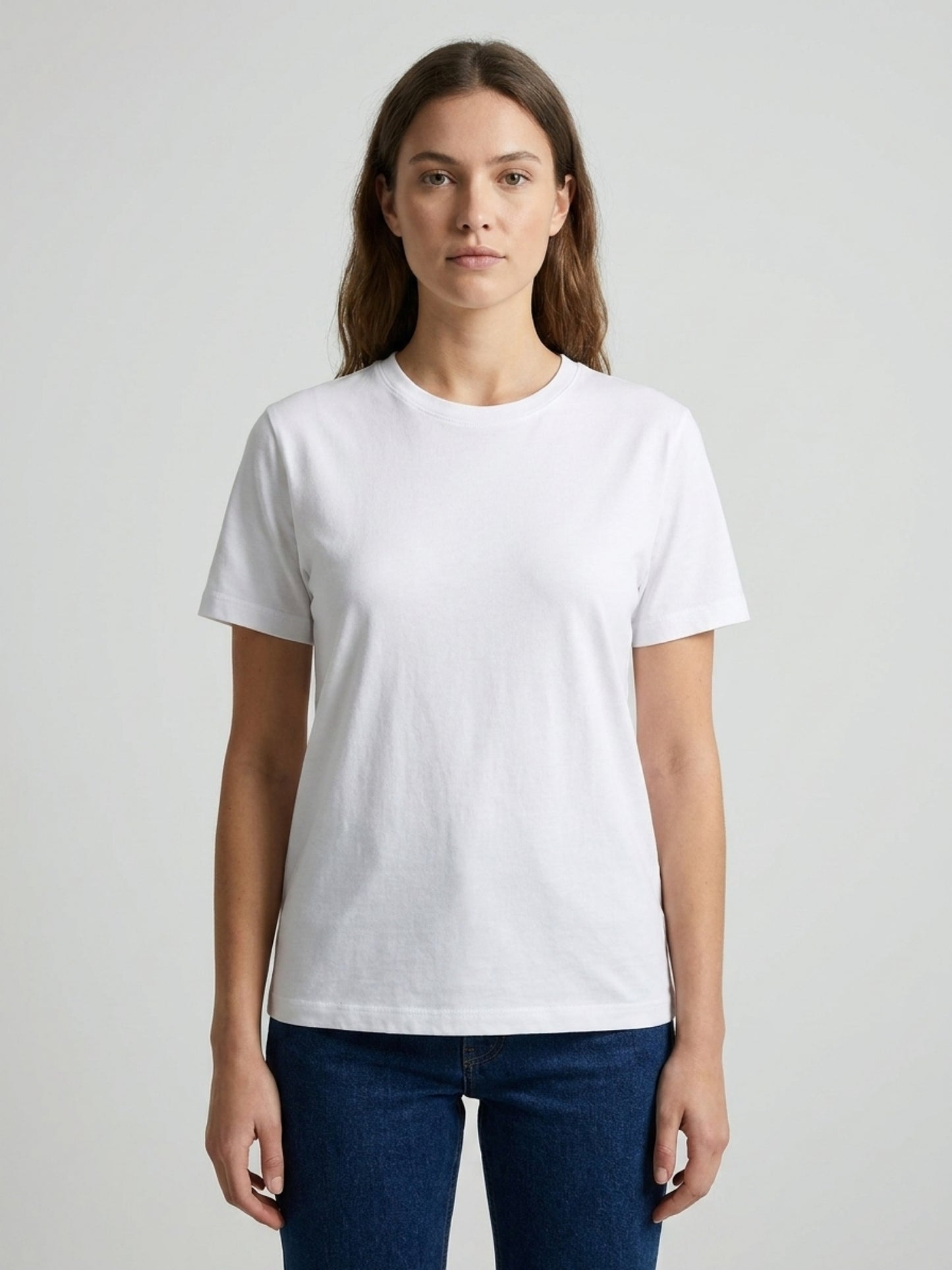 White Cotton Solid Tshirt