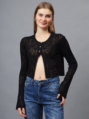 Gaiia Self Design Long Sleeve Top With Button