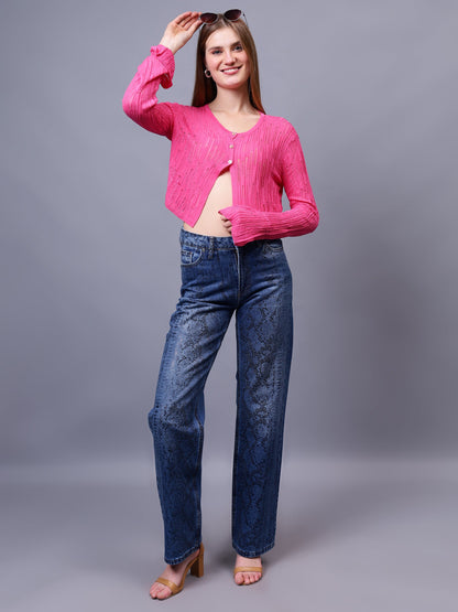 Gaiia Self Design Long Sleeve Top With Button