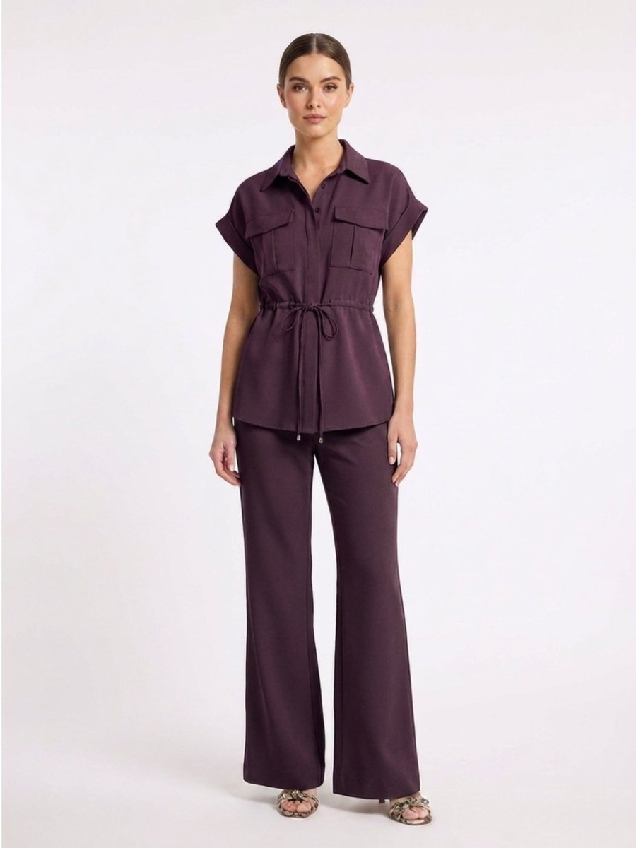 Beige Solid Satin Co - Ord Set - GAIIA