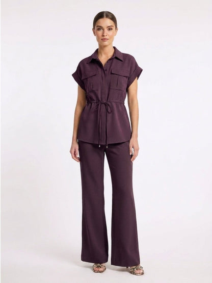 Beige Solid Satin Co - Ord Set - GAIIA