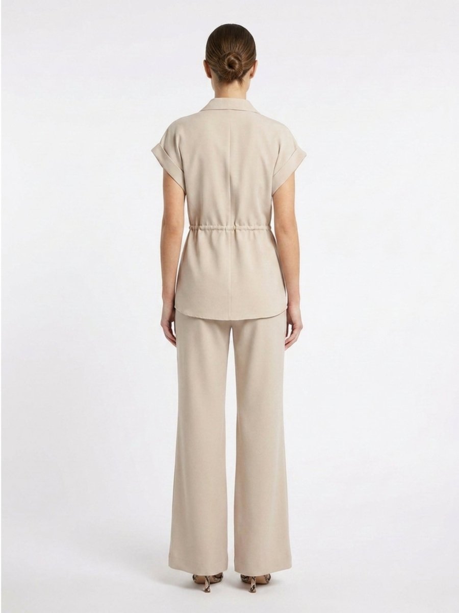 Beige Solid Satin Co - Ord Set - GAIIA