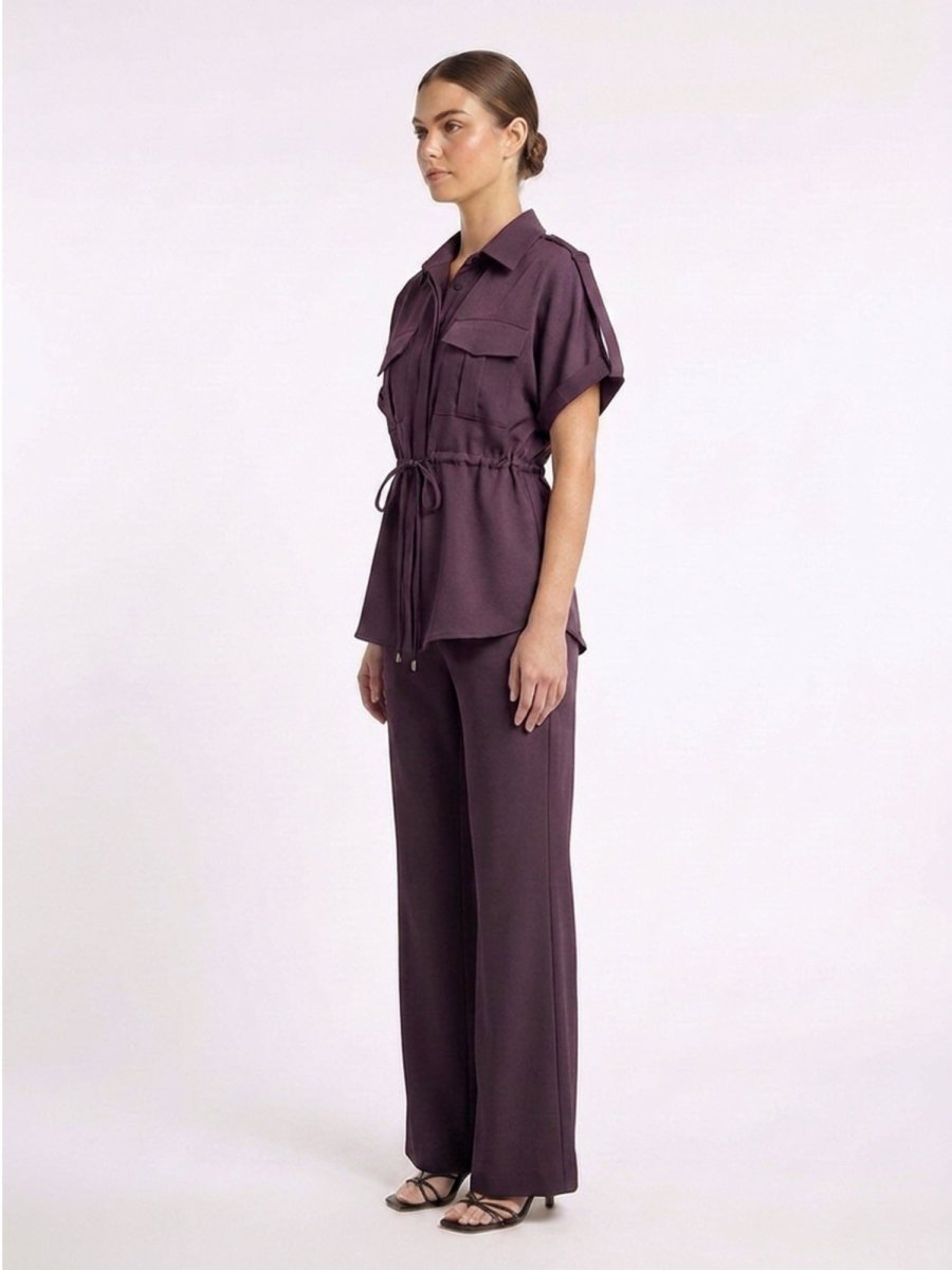 Beige Solid Satin Co - Ord Set - GAIIA