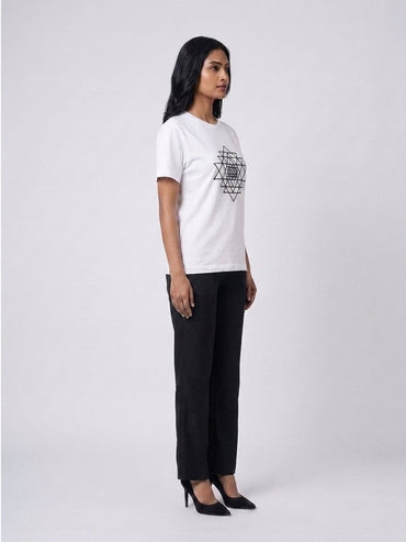 Black Beaded Sri Yantra Cotton T-Shirts - GAIIA
