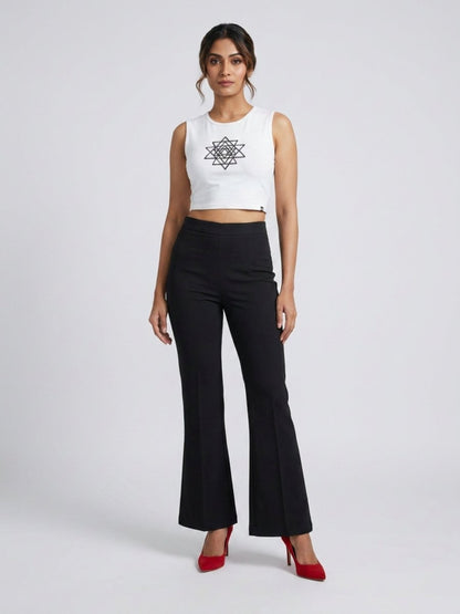 Black Beaded Sri Yantra Cotton Tank Top - GAIIA