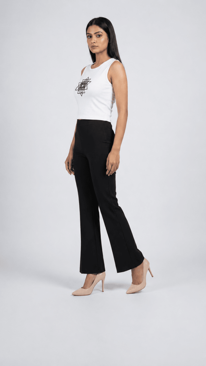 Black Beaded Sri Yantra Cotton Tank Top - GAIIA