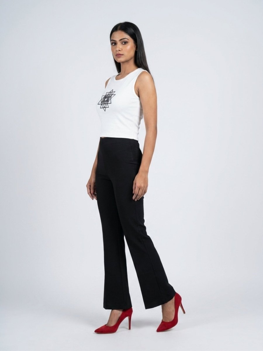 Black Beaded Sri Yantra Cotton Tank Top - GAIIA