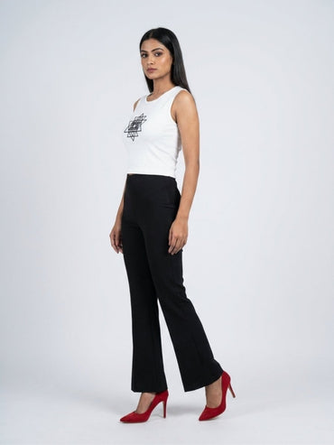 Black Beaded Sri Yantra Cotton Tank Top - GAIIA