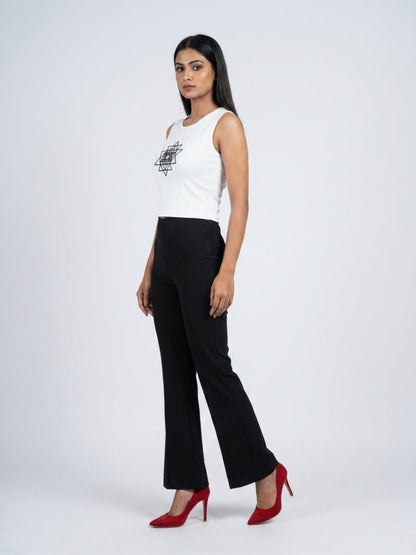 Black Beaded Sri Yantra Cotton Tank Top - GAIIA