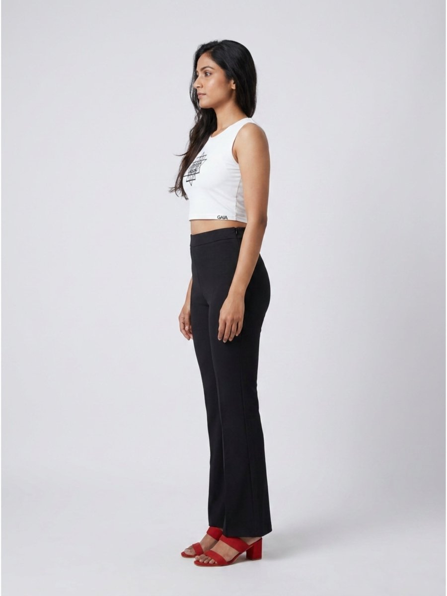 Black Beaded Sri Yantra Cotton Tank Top - GAIIA