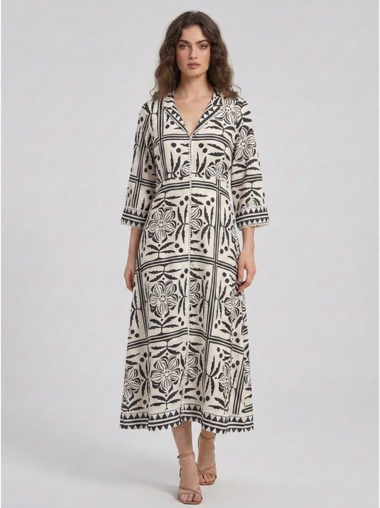 Black Floral Printed Satin Maxi Dress - GAIIA