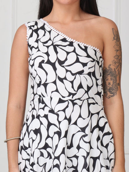 Black & White One Shoulder Maxi Dress - GAIIA