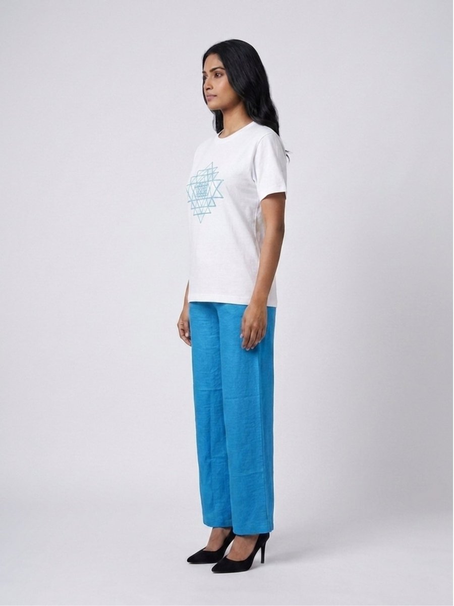 Blue Beaded Sri Yantra Cotton T-Shirts - GAIIA