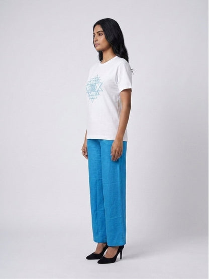 Blue Beaded Sri Yantra Cotton T-Shirts - GAIIA