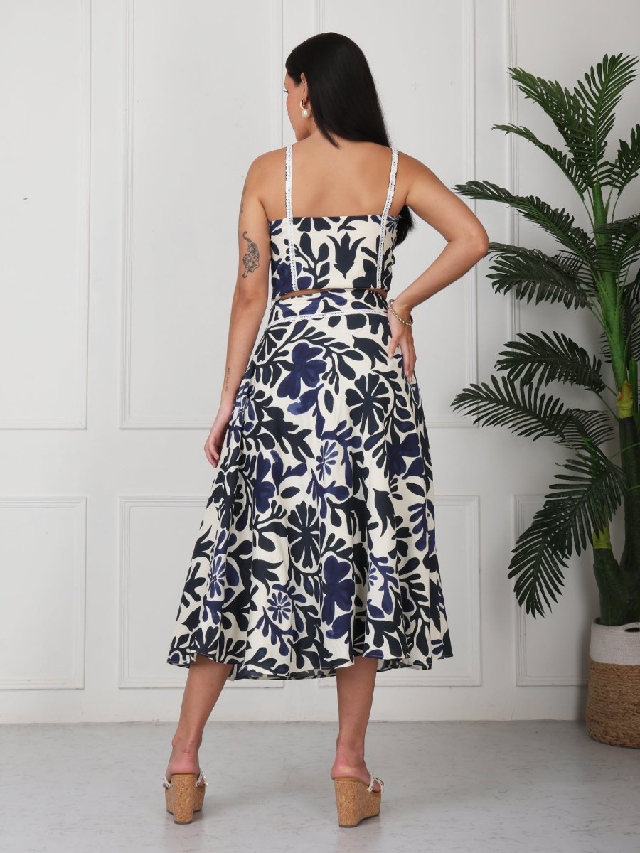 Blue & White Printed Strap Co - Ord Set - GAIIA